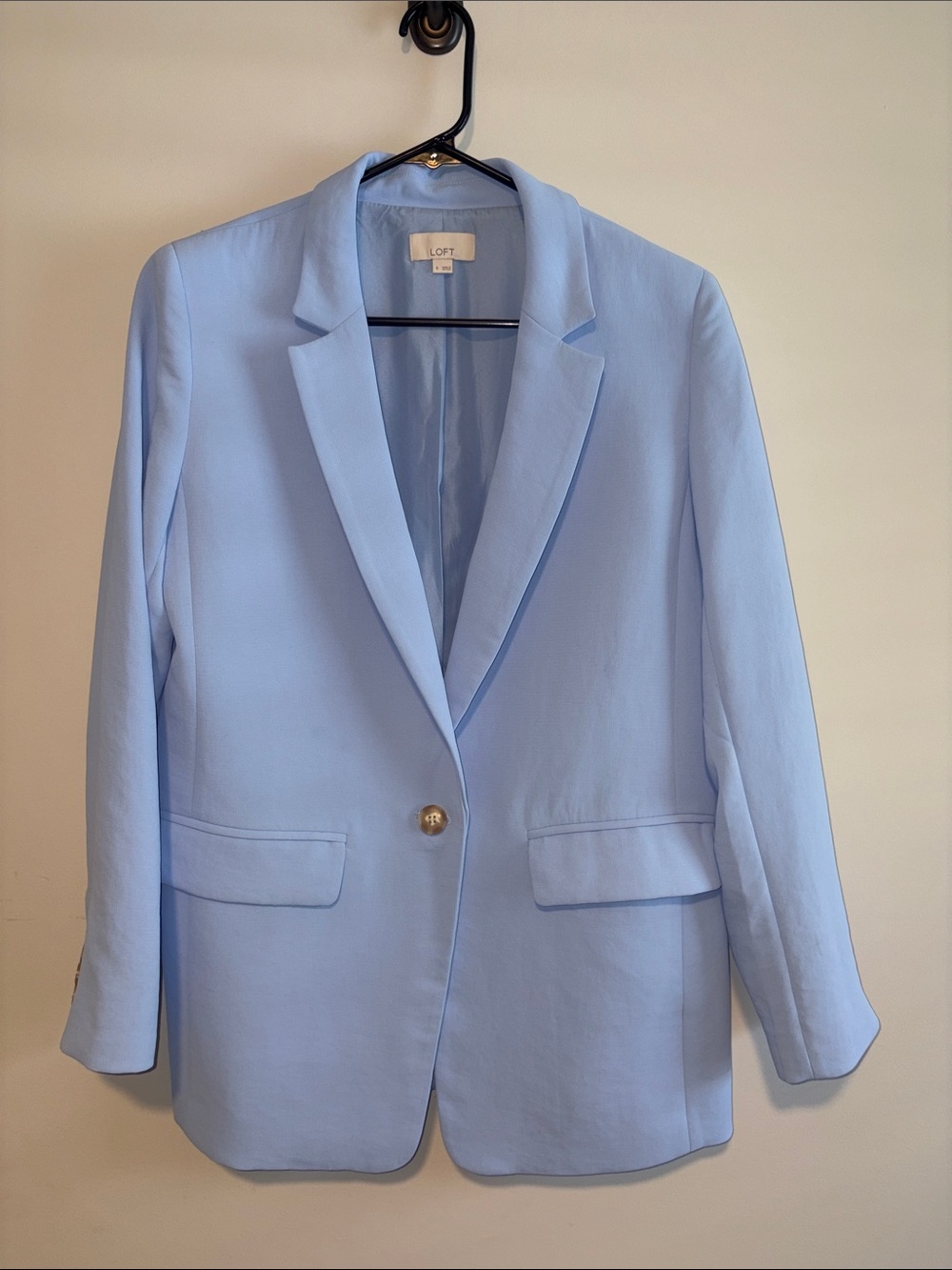 LOFT Pale Blue Notch Lapel Single-Button Blazer